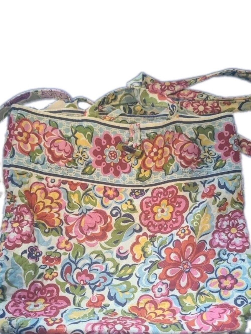 Vera Bradley Hope Garden Pretty Multicolor Floral Quilted Cotton Tote w/Toggle